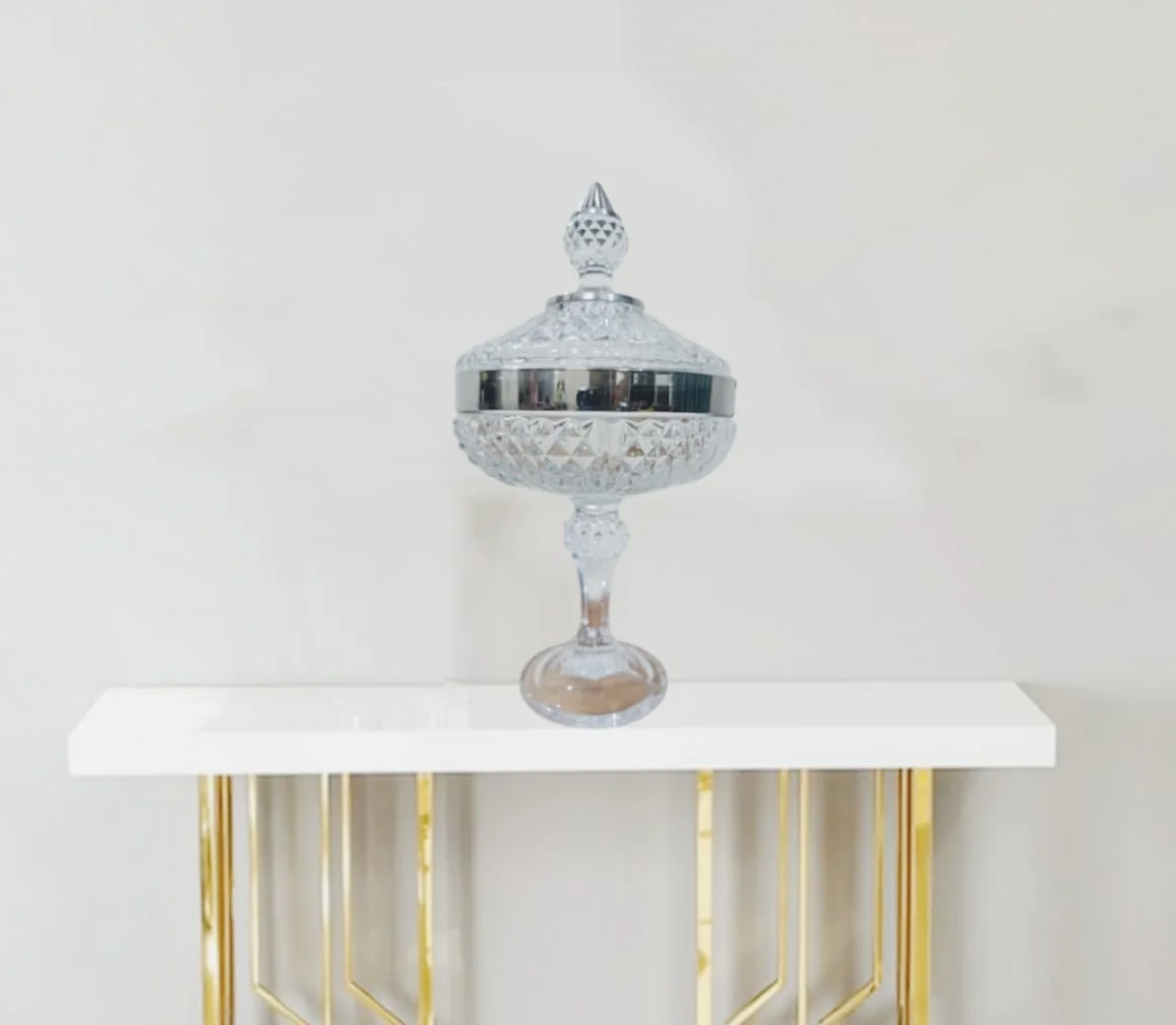 Premium Crystal Decorative Jar with Silver